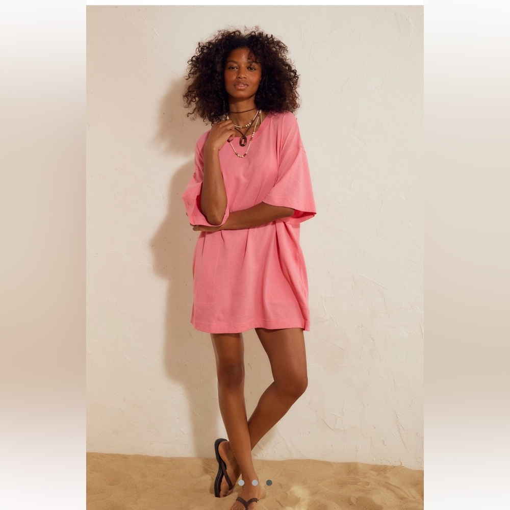 Free People Essential Extreme Tee Mini Dress in Strawberry Cola